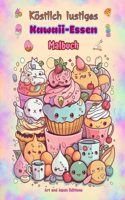 Köstlich lustiges Kawaii-Essen Malbuch Niedliche Kawaii-Designs für Essensliebhaber