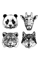 Drawings of Wild Animals - Blank Lined Notebook