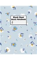 Blank Sheet Music Notebook: Easy Blank Staff Manuscript Book Large 8.5 X 11 Inches Musician Paper Wide 12 Staves Per Page for Piano, Flute, Violin, Guitar, Trumpet, Drums, Cell