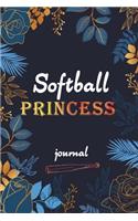 Softball Princess Journal: Composition book for obsessed Soft ball Girl, Coach, Catcher and Pitcher Birthday Floral gift.