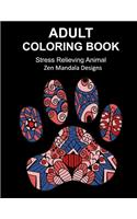 Adult Coloring Book Stress Relieving Animal Zen Mandala Designs