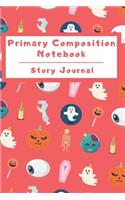Primary Composition Notebook Story Journal: Wide Ruled Story Telling Lined Composition Journal: Half Picture Drawing Space Half Writing Space - 110 Page School Exercise Book - Red - Monsters (