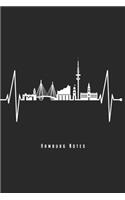 Hamburg Notes: Hamburg Skyline Notebook With Heartbeat Journal Diary Planner (Dot Grid Paper, 120 Pages, 6" x 9") Perfect Gift For Hamburg Lovers From Germany With