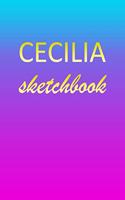 Cecilia: Sketchbook - Blank Imaginative Sketch Book Paper - Pink Blue Gold Custom Letter C Personalized Cover - Teach & Practice Drawing for Experienced & As