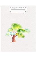 Composition Notebook Watercolor Tree Design Vol 26