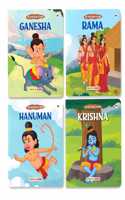 Story Book for Kids - Krishna, Hanuman, Ganesha, Rama (Set of 4 Books) - Illustrated Board Book for Children - Mythology Stories for Kids - Age 0 - 2 Years