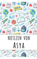 Notizen von Asya: Liniertes Notizbuch für deinen personalisierten Vornamen