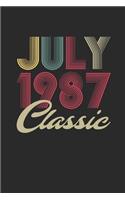 Classic July 1987: Small Lined Notebook (6 X 9 -120 Pages) for Birthday Gift Idea