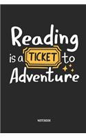Reading Is a Ticket to Adventure Notebook