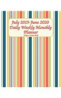 July 2019-June 2020 Daily Weekly Monthly Planner Stripes Cactus 8x10