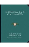 In Memoriam Dr. R. C. M. Page (1899)
