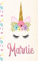 Marnie: Personalized Unicorn Sketchbook For Girls With Pink Name - 8.5x11 110 Pages. Doodle, Sketch, Create!