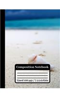 Composition Notebook: Beach Landscape Shell, Sand & Warter Picture / College Ruled Paper