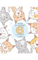 This is What 6 Looks Like: Funny 6th Birthday Cats Blank Journal Notebook, Lined Paper 8x10, Snarky Birthday Saying