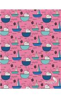 sketchbook: Boat in the sea on pink cover (8.5 x 11) inches 110 pages, Blank Unlined Paper for Sketching, Drawing, Whiting, Journaling & Doodling(4 Boat in the Sea on Pink Sketchbook)