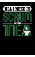 All I Need is Scrum and Tea: Black, White & Green Design, Blank College Ruled Line Paper Journal Notebook for Project Managers and Their Families. (Agile and Scrum 6 x 9 inch Co