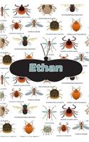 Ethan: Bug Insects Personalized Name Notebook Journal Diary Sketchbook with 120 Lined Pages 6x9
