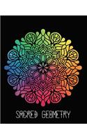 Sacred Geometry: Rainbow Flowers Mandala Art Journal Cover, Cornell Lined Notebook . Geometric Design for Yoga, Meditation, Dream Diary or Notes for Work or School.
