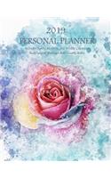 2019 Personal Planner - Includes Yearly, Monthly, and Weekly Calendars -: Beautiful Grayscale Floral Images Double as Monthly Dividers