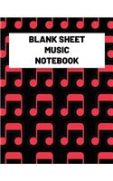 Blank Sheet Music Notebook: Music Manuscript Staff Paper for Musicians, Black Cover, Musicians Notebook For Composing For Musicians 8.5 x 11,100 Pages