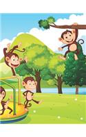 Monkeys in a Playing Park - Blank Lined Notebook