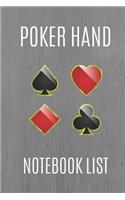 Poker Hand Notebook List
