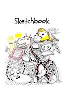 Sketchbook: Cute Sketchbook with Cartoon Animals: Blank Sketchbook for Kids or Adults(Blank Sketchbooks for Drawing)