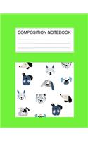 Composition notebook: Ruled (8.5 x 11 in), 110 Pages: Diary Book For Girl, Journal Notebook For Kids, Writing Journal Lined, Cute Pets green (8.5 x 11 in), 110 Pages(50 Cute Composition Green)