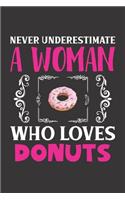 Never Underestimate A Woman Who Loves Donuts: Donuts Lovers Girl Women Dot Grid Journal Notebook 6x9 120 Pages