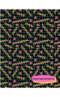 Graph Paper Notebook: 80s 90s Retro Themed - 5x5 Ruled - Large (8.5" x 11") 120 pages - Black Pink and Yellow Grid Cover
