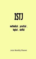 ISTJ Monthly Planner: 2020 ISTJ Myers Briggs Personality Monthly Organizer