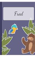 Fred: Personalized Notebooks - Sketchbook for Kids with Name Tag - Drawing for Beginners with 110 Dot Grid Pages - 6x9 / A5 size Name Notebook - Perfect a