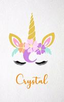 Crystal A5 Lined Notebook 110 Pages: Funny Blank Journal For Lovely Magical Unicorn Face Dream Family First Name Middle Last Surname. Unique Student Teacher Scrapbook/ Composition Great
