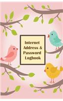 Internet Address & Password Logbook: Birds On Pink Cover Extra Size (5.5 x 8.5) inches, 110 pages