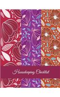 Housekeeping Checklist: Red Color Flowers, Household Chores List, Cleaning Routine Weekly Cleaning Checklist Large Size 8.5" x 11" Cleaning and Organizing Your House