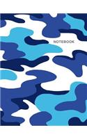 Notebook: Composition Book, Journal (8.5 X 11 Inches, 120 Pages, Lined Paper) Camouflage Design-Blue