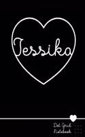 Jessika Dot Grid Notebook: Personalized Name Journal Black Heart - Punktraster Notizbuch Personalisiert Mit Namen