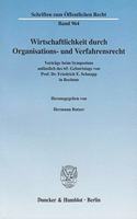 Wirtschaftlichkeit Durch Organisations- Und Verfahrensrecht: Vortrage Beim Symposium Anlasslich Des 65. Geburtstages Von Prof. Dr. Friedrich E. Schnapp in Bochum