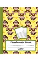 Primary Composition Notebook: Grades K-2 Draw and Write Journals Dashed Midline and Picture Space Notebooks For Kindergarten Monkey Theme Composition Notebook (120p 7.5x9.25)