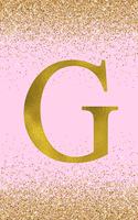 G: Letter G Initial Monogram Notebook - Pretty Pink & Gold Confetti Glitter Monogrammed Blank Lined Note Book, Writing Pad, Journal or Diary with Lines