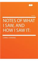 Notes of What I Saw, and How I Saw It