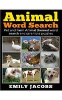 Animal Word Search: Pet and Farm Animal themed word search and scramble puzzles(English)