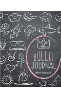 Bullet Journal Dot Grid for 90 Days, Numbered Pages Quarterly Journal Diary, School Chalkboard Art Doodles: Large Bullet Journal 8x10 with 150 Dot Grid Pages with Number: Large Bullet Journal 8x10 with 150 Dot Grid Pages with Number