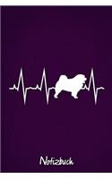 Notizbuch: Lilanes liniertes Chow Chow Herzschlag Hunde Notizheft ca DIN A5 weiß liniert 110 Seiten