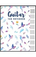 Guitar Tab Notebook: Blank 6 Strings Chord Diagrams & Tablature Music Sheets with Birds Themed Cover