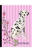 Sketchbook: Dalmatian Dog Pink Sketch Book 8.5 x 11 Blank Paper 100 Pages Notebook For Drawing Art Journal