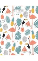 Notebook: Flamingo on white cover and Dot Graph Line Sketch pages, Extra large (8.5 x 11) inches, 110 pages, White paper, Sketch, Draw and Paint(3 Flamingo on White Notebook)