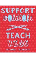 Support Wildlife Teach Kids: Teacher Notebook: Cute Teaching Composition Notebook 8.5x11 120 College Lined Journal or Planner for Teachers for Writing - Red Hearts - Thank You /