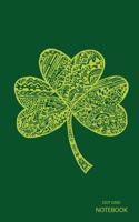 Dot Grid Notebook: Detailed Green Three Leaf Shamrock Clover, 100 sheets / 200 pages, 5 inches x 8 inches, Cream Colored Pages, Gloss Cover