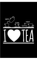 I Love Tea: College Ruled Line Paper Blank Journal to Write in - Lined Writing Notebook for Middle School and College Students